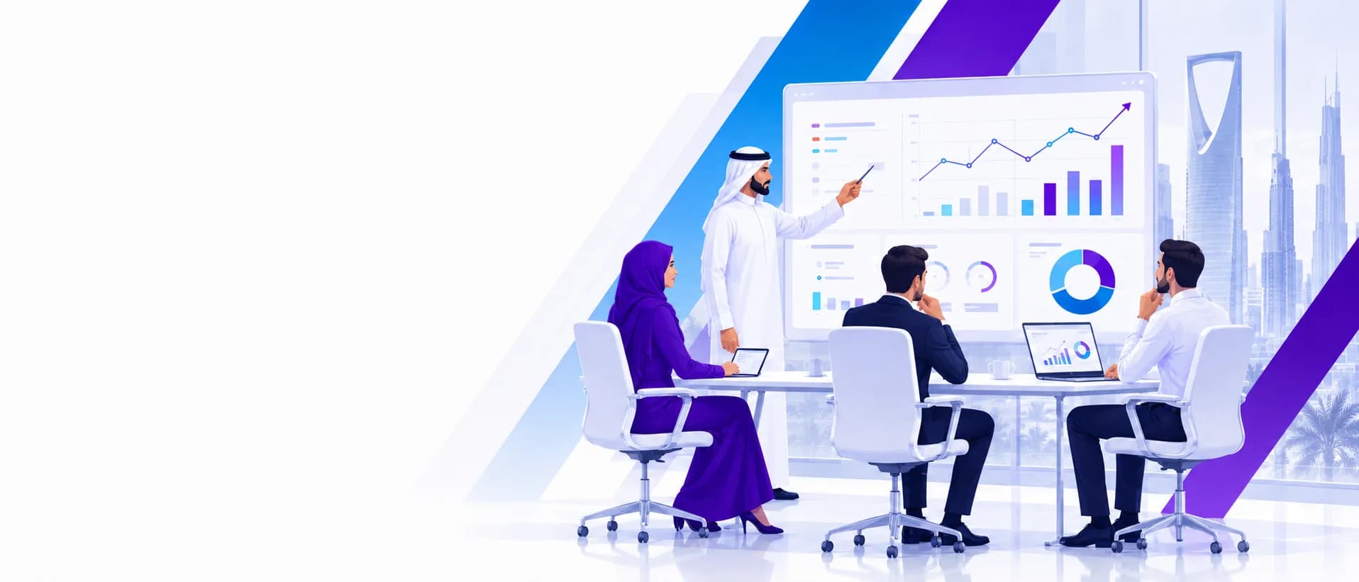 فريق المسار الذكي يستعرض مؤشرات المنتجات والخدمات