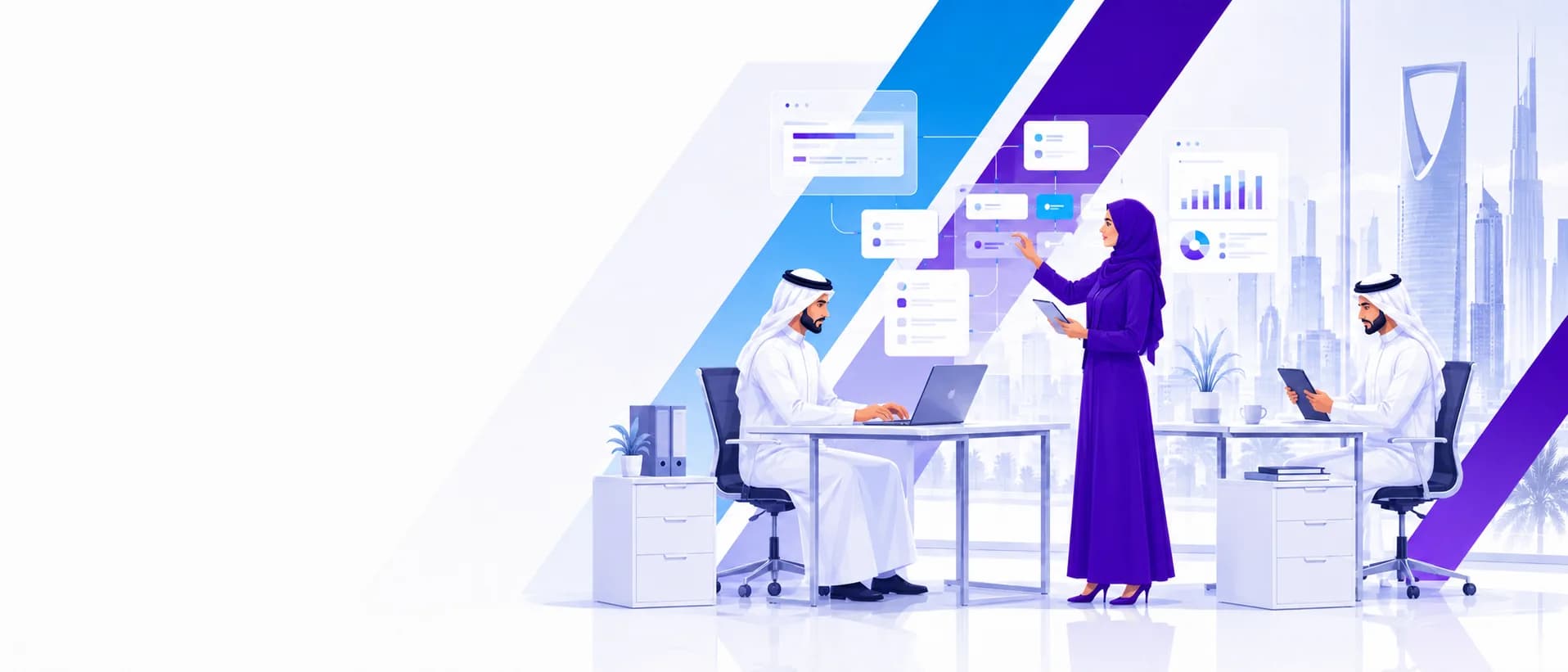 فريق المسار الذكي يعمل على لوحات تشغيل رقمية